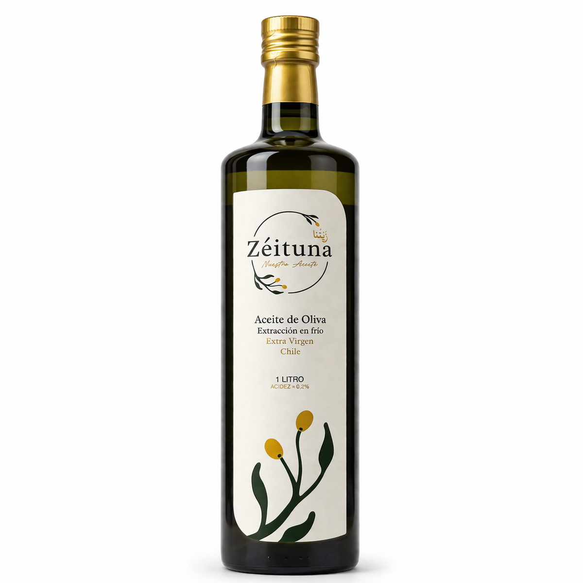 Botella Zéituna 1 litro de aceite de oliva extra virgen premium para el hogar